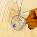 White Gold Strelitzia bird of paradise Tanzanite Pendant