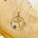 Yellow Gold Strelitzia bird of paradise Tanzanite Pendant