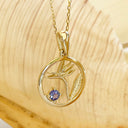 Yellow Gold Strelitzia bird of paradise Tanzanite Pendant