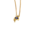 Tanzanite Pendant With Yellow Gold Bead and Curve Detail
