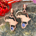 Tanzanite Table Mountain In Africa Map Rose Gold Earrings