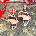 Tanzanite Table Mountain In Africa Map Rose Gold Earrings