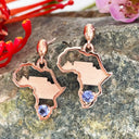 Tanzanite Table Mountain In Africa Map Rose Gold Earrings