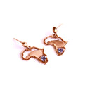 Tanzanite Table Mountain and Africa Map Earrings in Rose Gold