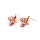 Tanzanite Table Mountain and Africa Map Earrings in Rose Gold