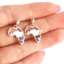 Silver Tanzanite Table Mountain and Africa Map Earrings