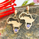 Tanzanite Table Mountain In Africa Map Yellow Gold Earrings