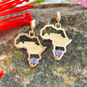 Tanzanite Table Mountain In Africa Map Yellow Gold Earrings