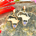 Tanzanite Table Mountain In Africa Map Yellow Gold Earrings