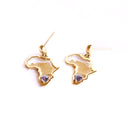Tanzanite Table Mountain and Africa Map Earrings in Yellow Gold