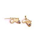 Tanzanite Table Mountain and Africa Map Earrings in Yellow Gold