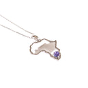 Tanzanite Table Mountain and Africa Map Pendant in White Gold