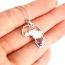 Tanzanite Table Mountain and Africa Map Pendant in White Gold