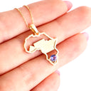 Tanzanite Table Mountain and Africa Map Pendant in Yellow Gold