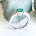 'The Glam' Round Cut Emerald Diamond Band White Gold Ring