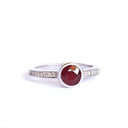 'The Glam' Round Cut Ruby With Diamond Band White Gold Ring