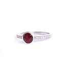 'The Glam' Round Cut Ruby With Diamond Band White Gold Ring
