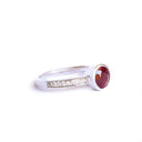 'The Glam' Round Cut Ruby With Diamond Band White Gold Ring