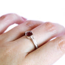 'The Glam' Round Cut Ruby With Diamond Band White Gold Ring
