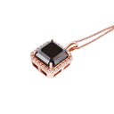 The Icon Black Diamond Halo Rose Gold Pendant
