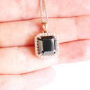 The Icon Black Diamond Halo Rose Gold Pendant
