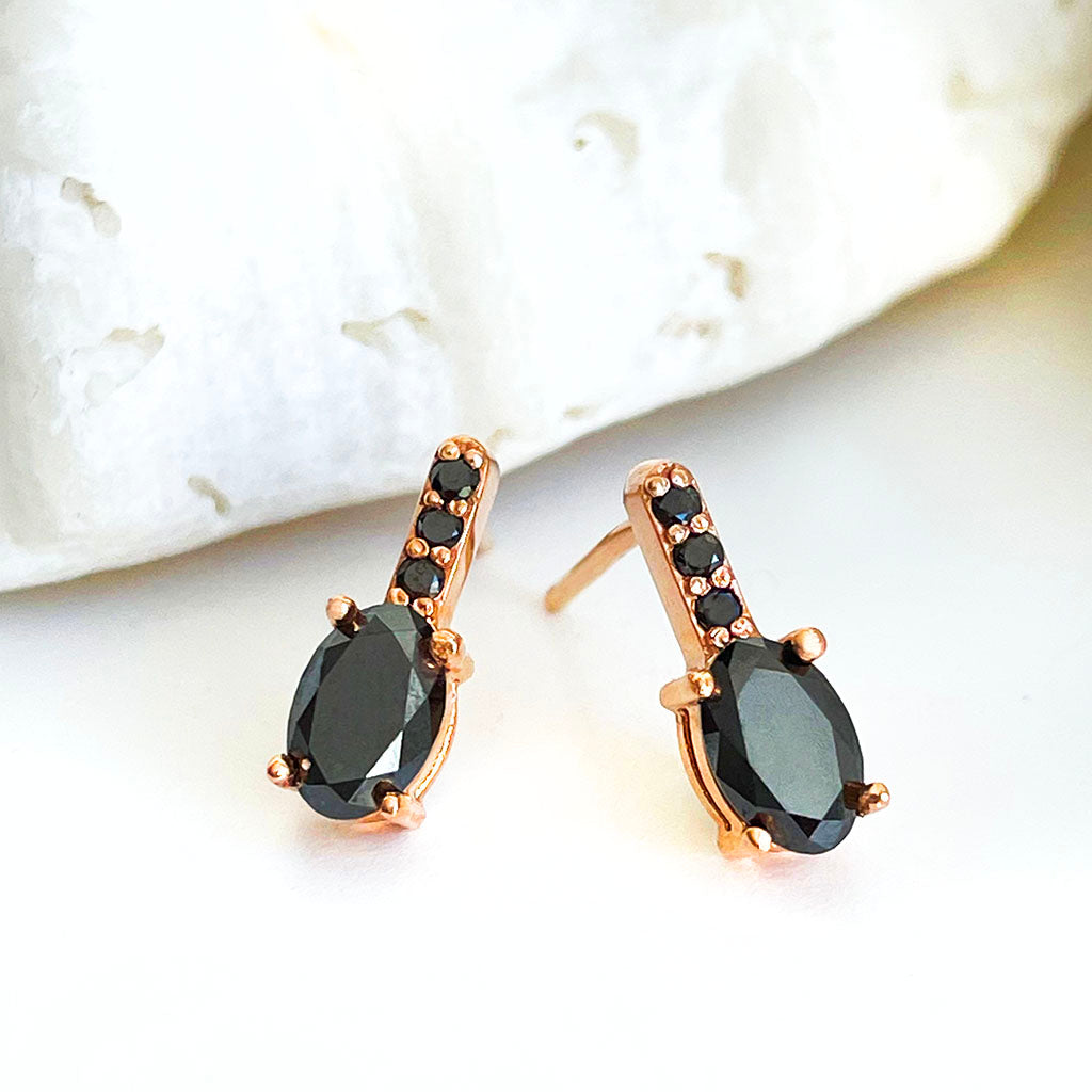 Rose Gold Black Diamond Earrings