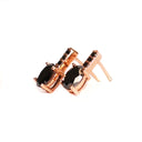 The Ones - Rose Gold Black Diamond Bar Drop Studs