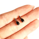 The Ones - Rose Gold Black Diamond Bar Drop Studs