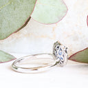Timeless Blue Sapphire and Diamond Halo Filigree Detail White Gold Ring