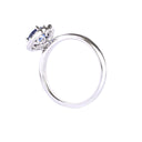 Timeless Blue Sapphire and Diamond Halo Filigree Detail White Gold Ring