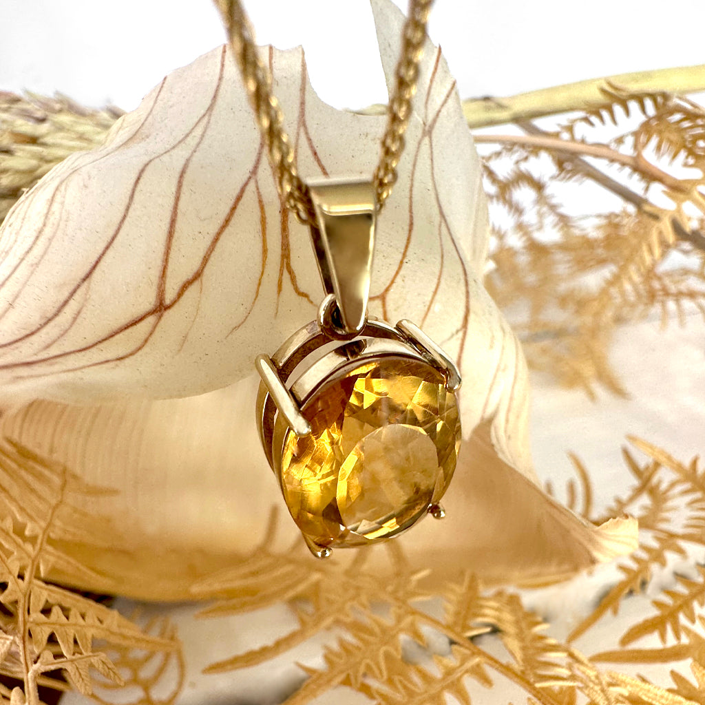 Timeless Citrine Oval Yellow Gold Pendant