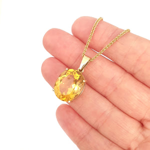Timeless Citrine Oval Yellow Gold Pendant