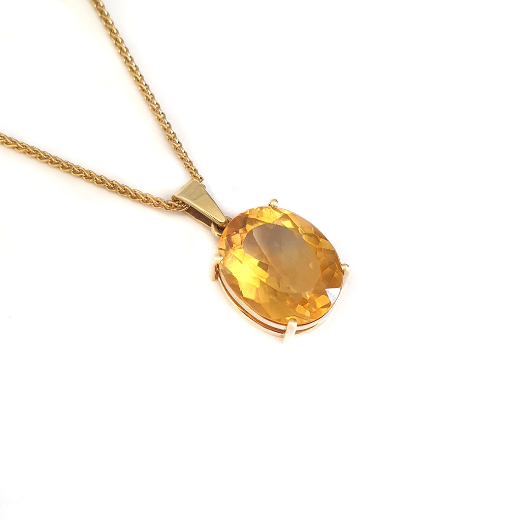 Timeless Citrine Oval Yellow Gold Pendant