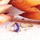 Timeless Emerald Cut Tanzanite and Petite Diamond Accent Yellow Gold Ring