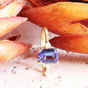 Timeless Emerald Cut Tanzanite and Petite Diamond Accent Yellow Gold Ring