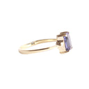 Timeless Emerald Cut Tanzanite and Petite Diamond Accent Yellow Gold Ring