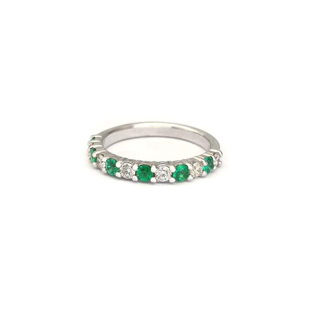 Timeless Emerald and Diamond Half Eternity Band