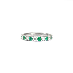 Timeless Emerald and Diamond Half Eternity Band