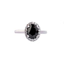 Timeless Oval Black Diamond With White Halo White Gold Ring