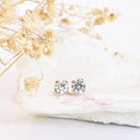 white diamond rose gold studs
