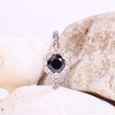 Black diamond ring with White diamond halo and band