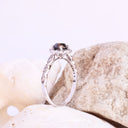 Black diamond ring with White diamond halo and band