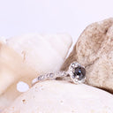 Black diamond ring with White diamond halo and band