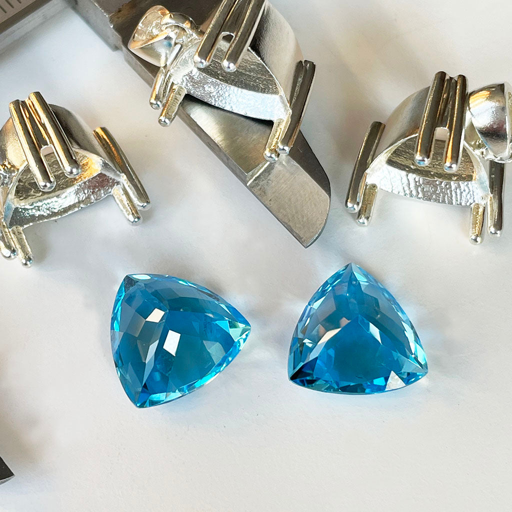 Topaz - Blue Trilliant Cut Pair - 21.69ct