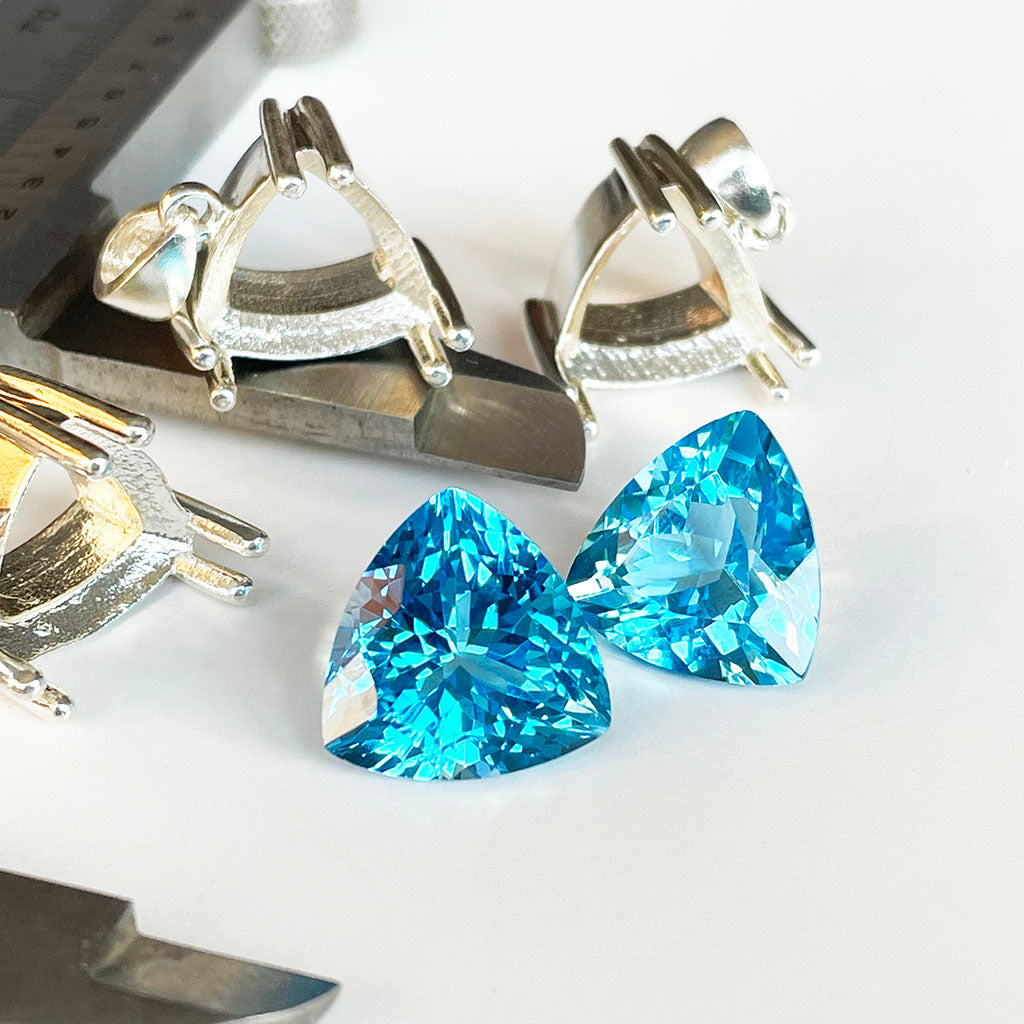Topaz - Blue Trilliant Cut Pair - 21.69ct