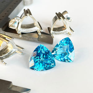 Topaz - Blue Trilliant Cut Pair - 21.69ct