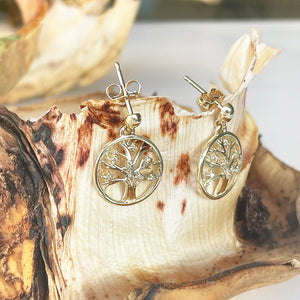 Tree Of Life Diamond and Yellow Gold Earrings