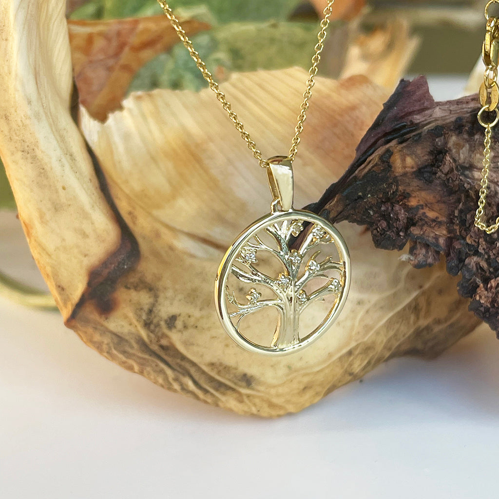 Tree Of Life Diamond and Yellow Gold Pendant