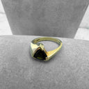 Trilliant Cut Green Tourmaline with Twisted Yellow Gold Band