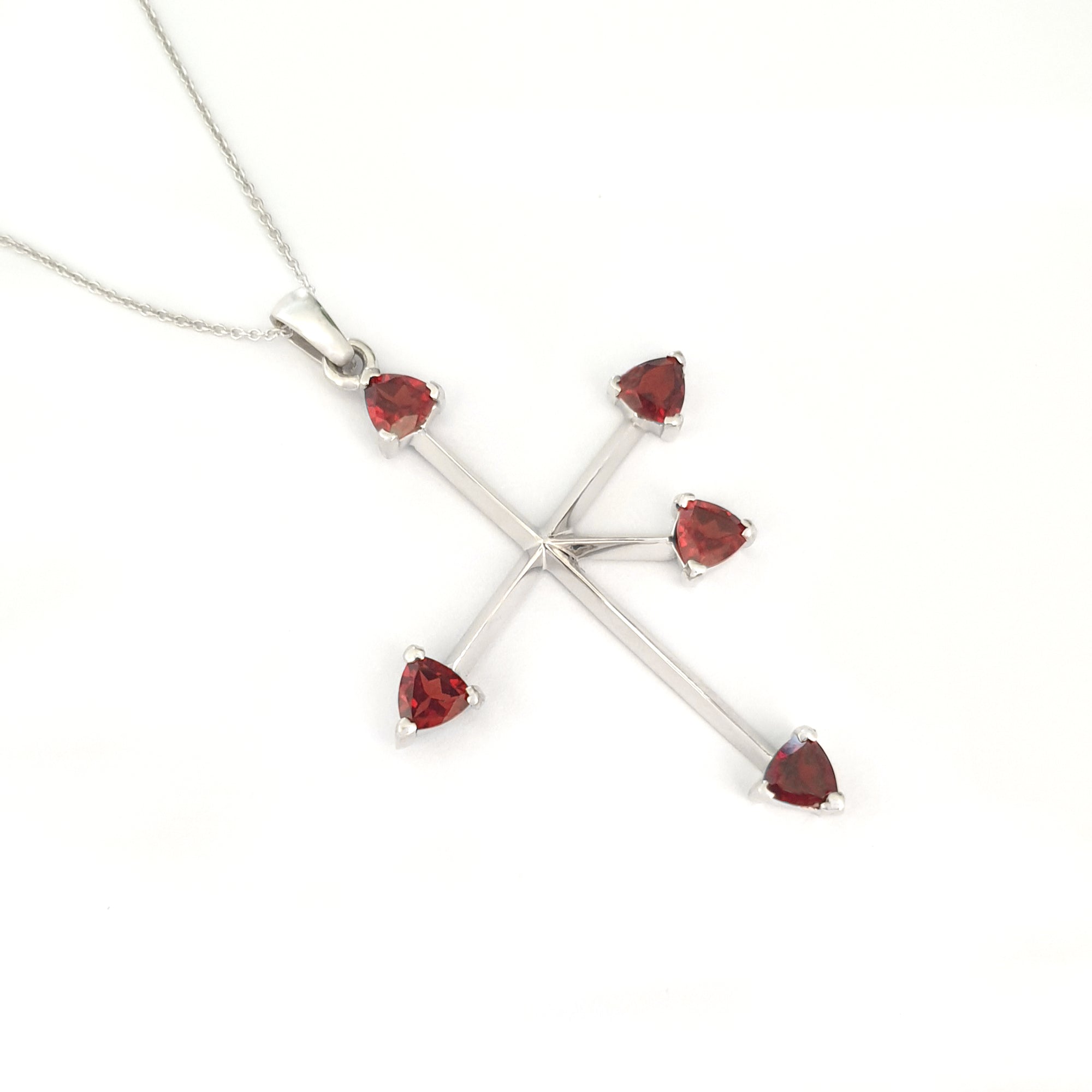 Trilliant Red Garnet and White Gold Southern Cross Pendant